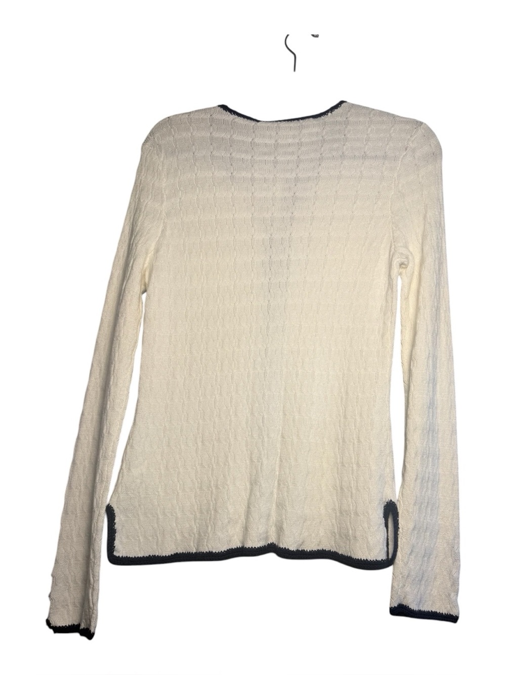 NWT Trina Turk Vermouth 4 Pocket Cardigan Gold Buttons White Blue Sweater M - Picture 3 of 16